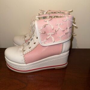 HILIB Women’s Cute Lolita Cosplay Brogue Wedge Boots